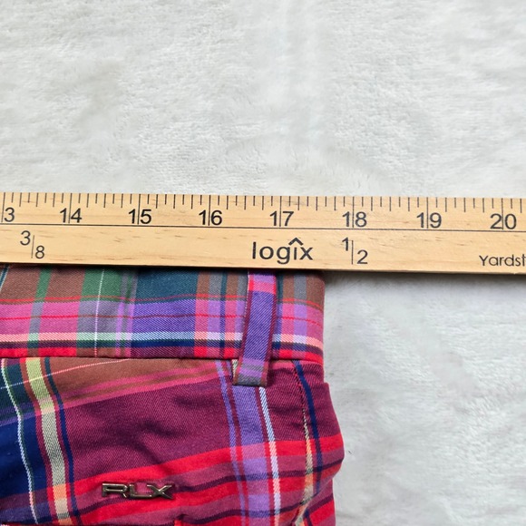 RLX Ralph Lauren Golf Shorts Mens 34 Red Multi Plaid Cotton Blend Performance - Picture 6 of 8